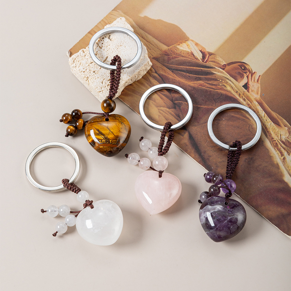 21g Weight Keychain Classification 1 Piece Quantity Holiday, Daily Occasion Crystal, Agate Material Heart Shape Pattern Unisex Gender Simple Style Style Simple Style Heart Shape Crystal Agate Unisex Keychain 无