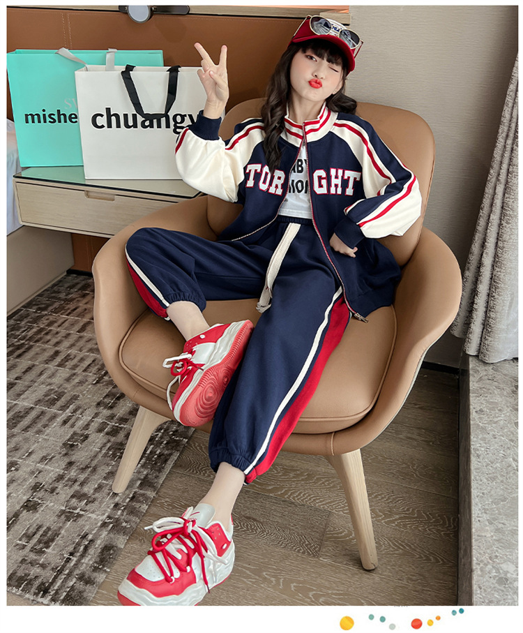 Girls' Set 2022 New Internet Popular Children's Baseball Suit Fashionable Spring and Autumn Style Explosive_voghion.com