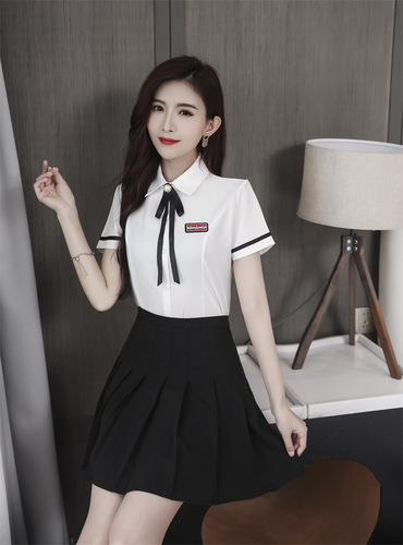 Health club foot bath and pedicure technician work clothes club new 3007 3007 3007 pleated skirt suit