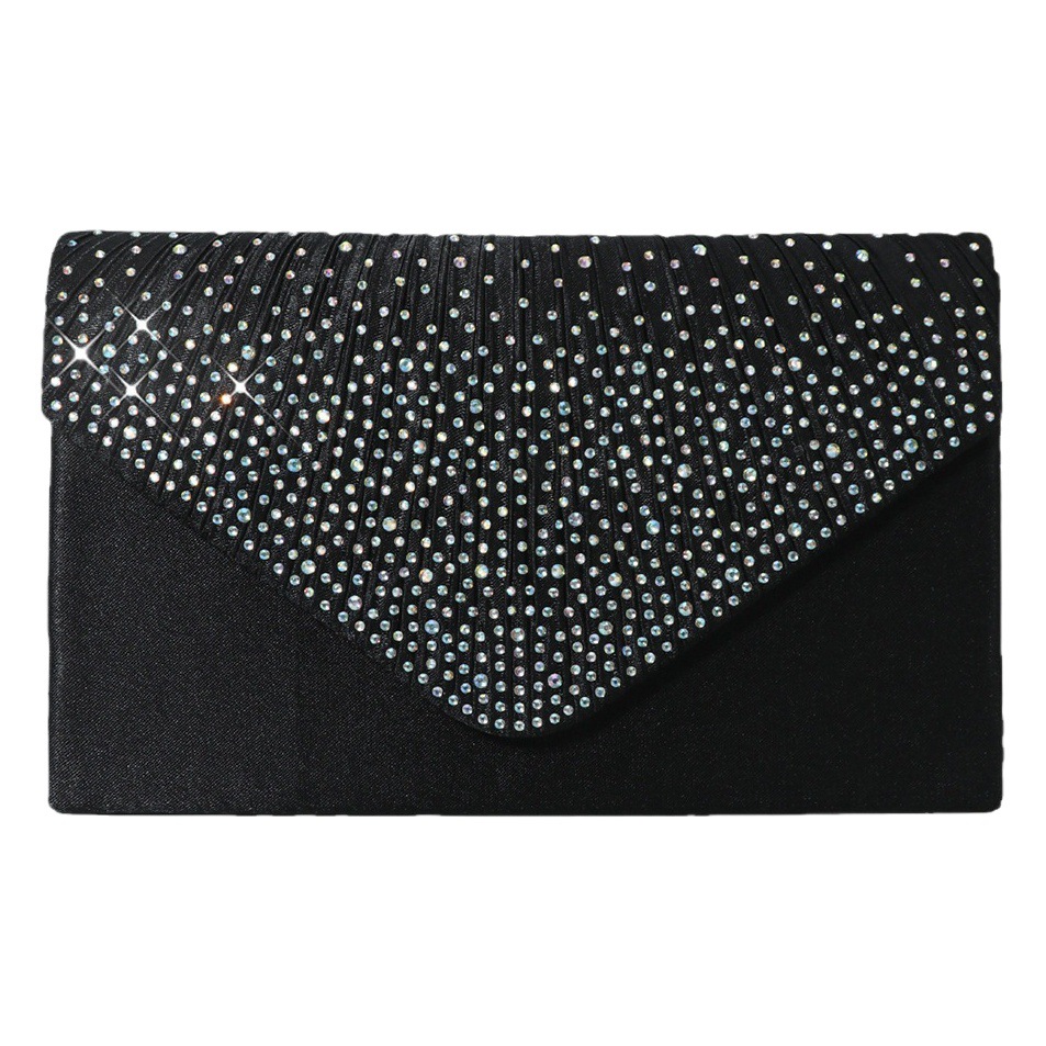 Bolso de noche de hombro de las mujeres transfronterizas bolso de vestir de estilo japonés Flip color rhinestone negro embrague moda bolso de noche
