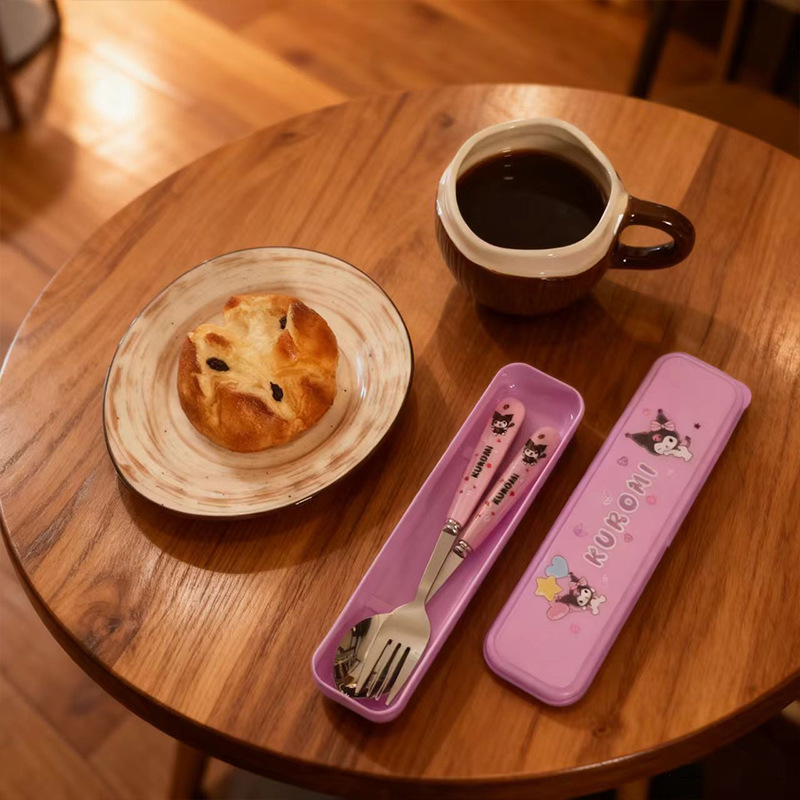 뾰족 스푼 포크 3종 세트 + 신형 인쇄 케이스 쿠로미