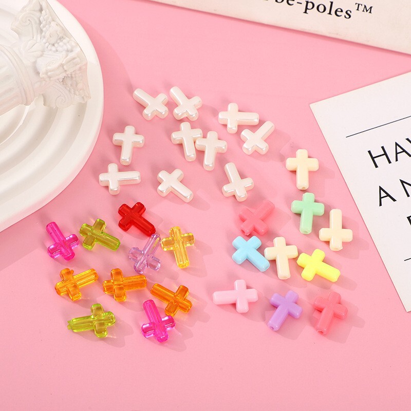 Acrylic Color Cross Cream Hair Card Jewelry Beaded DIY Handmade Bracelet Woven Beaded Jewelry Auxiliary