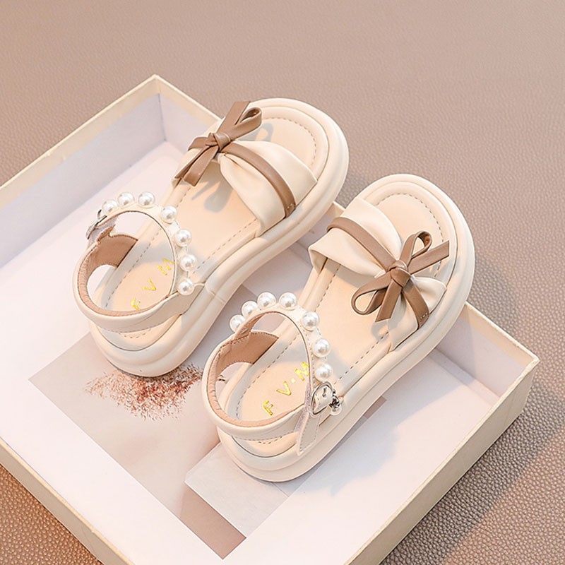 Girls Sandals 2025 New Summer Soft Sole Children's Bow Fashionable Baby Girl Princess Beach Shoes