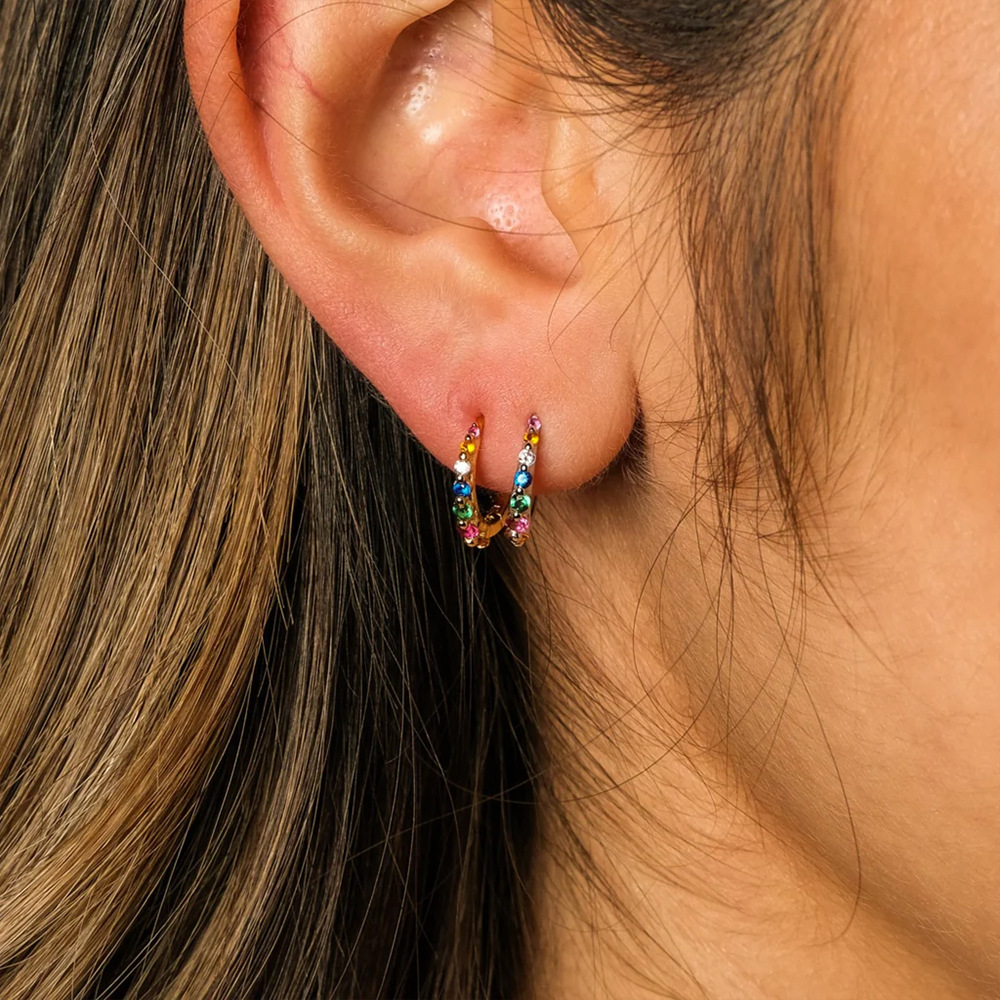 Zircon Inlay Material Earrings Classification 1 Pair Quantity Holiday, Daily Occasion 925 Sterling Silver Material Geometric Pattern 1 Pair 925 Sterling Silver Zircon Geometric Earrings