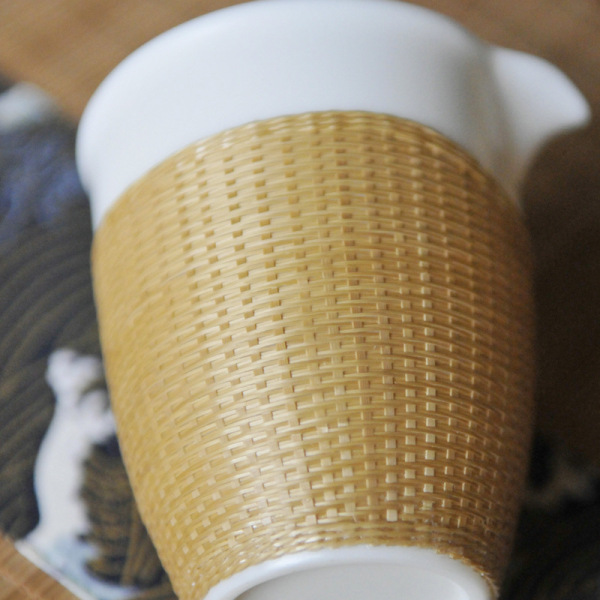 Bamboo silk woven white porcelain fair cup tea ceremony white…