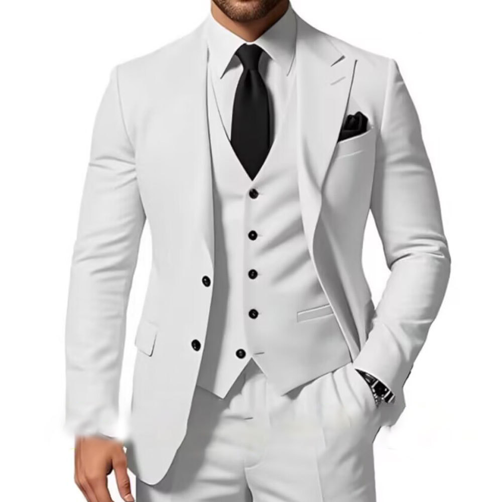 Nuevo traje de hombre traje de tres piezas casual de negocios banquete de baile traje delgado vestido de playa de boda