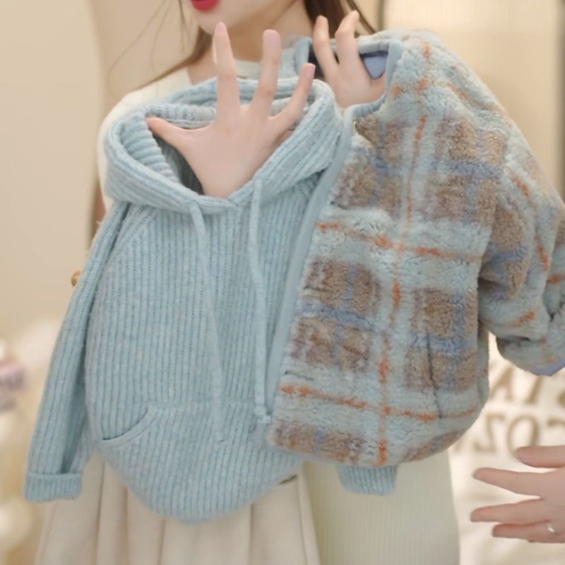 女童秋冬款棉衣三件套2025新款女宝宝棉服外套加厚针织毛衣加耐用|undefined