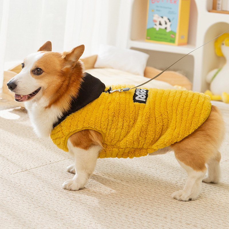 Otoño y invierno para perros Jacquard algodón calmo corgi dos piernas chaqueta de peluche para perros pequeños y medianos para mantener cálidos ropa de perros de mascotas