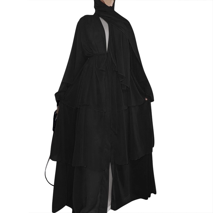 Cross-border Women's Clothing European And American Fashion Middle Eastern Style Spliced Three-layer Chiffon_ecoleips.com
