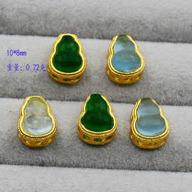 镶嵌防玉葫芦莲花镂空隔珠流苏手链钥匙扣diy饰品铜镀金配件