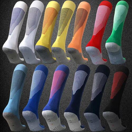Outdoor sports non-slip football socks for adults and children professional training thickened towel bottom long socks for men wholesale