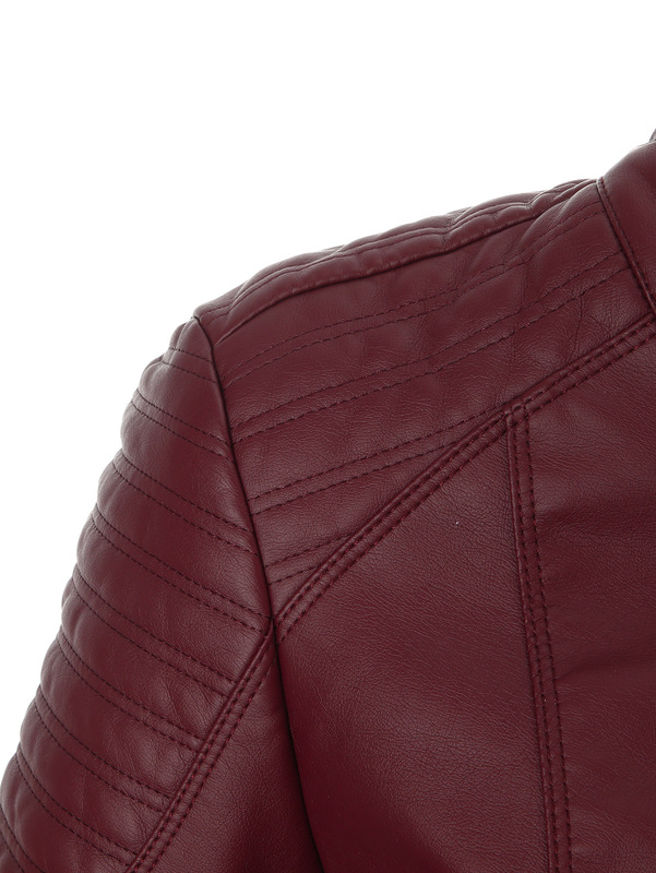 跨境女士欧码修身皮衣秋冬立领外套复古机车皮夹克Women's coat|undefined