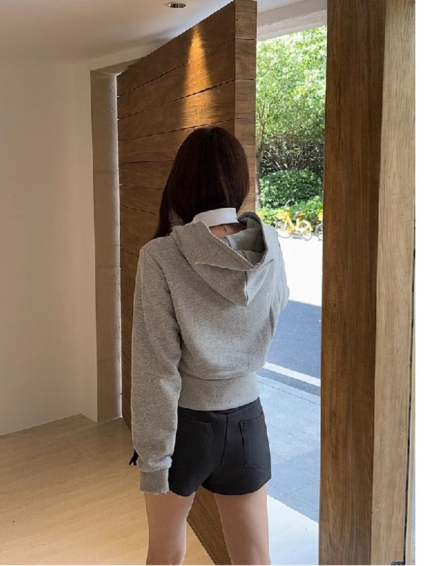短款卫衣外套女初秋季韩系修身连帽拉链正肩内搭上衣开衫|undefined