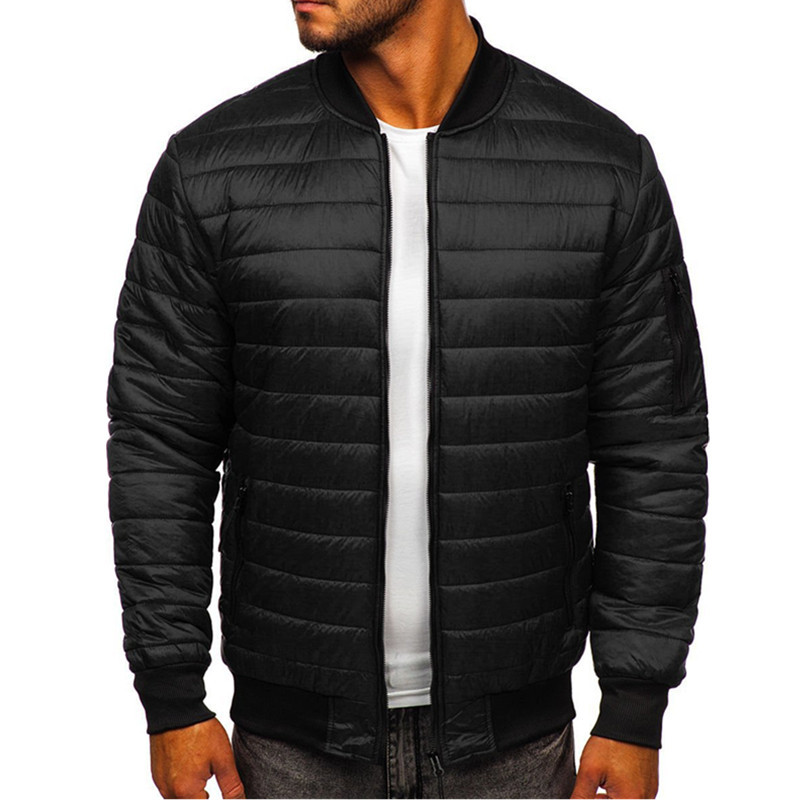 Men's Padded Quilted Stand Collar Warm Cotton Coat Jacket_voghion.com