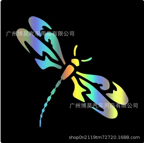 外贸热销产品 pet反光膜雕刻镂空车贴 蜻蜓 汽车后挡玻璃装饰车贴|undefined
