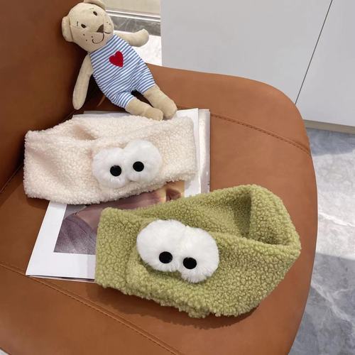 Adorable Lamb Fur Face Mask Comfortable Invisible Wide Velcro Headband Korean Postpartum Head Scarf Korean Style Hair Accessory