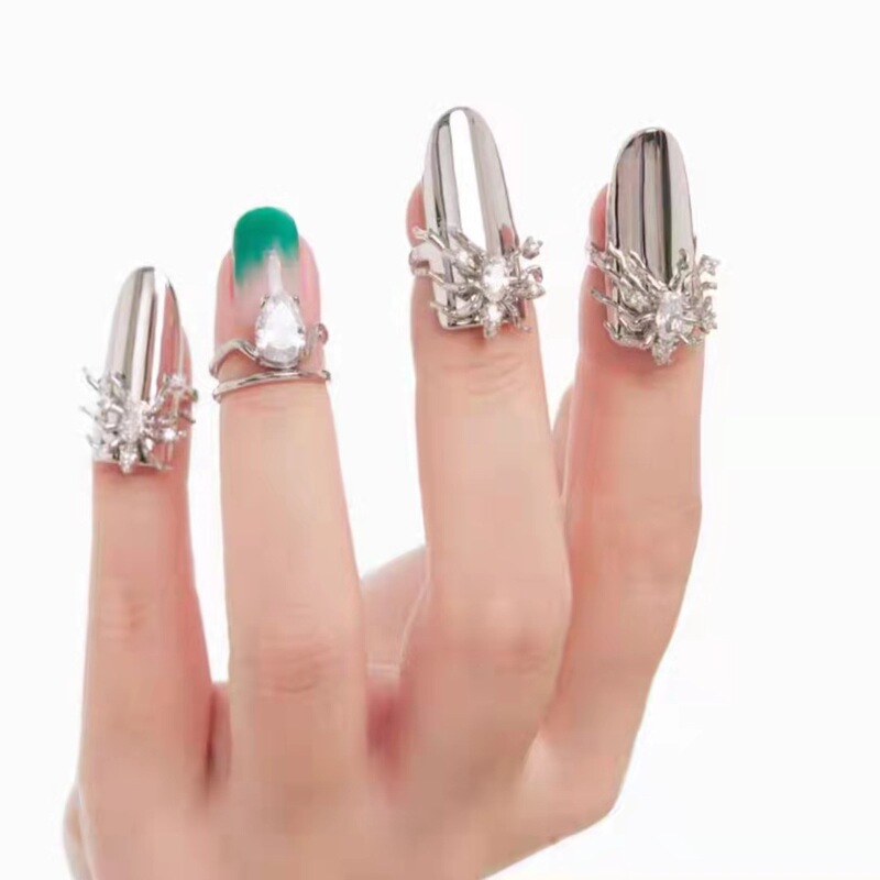Korean Spider Combination Series Women's New Simple Niche Design Light Luxury Fashion Distinctive Ring Earrings Nail Ring