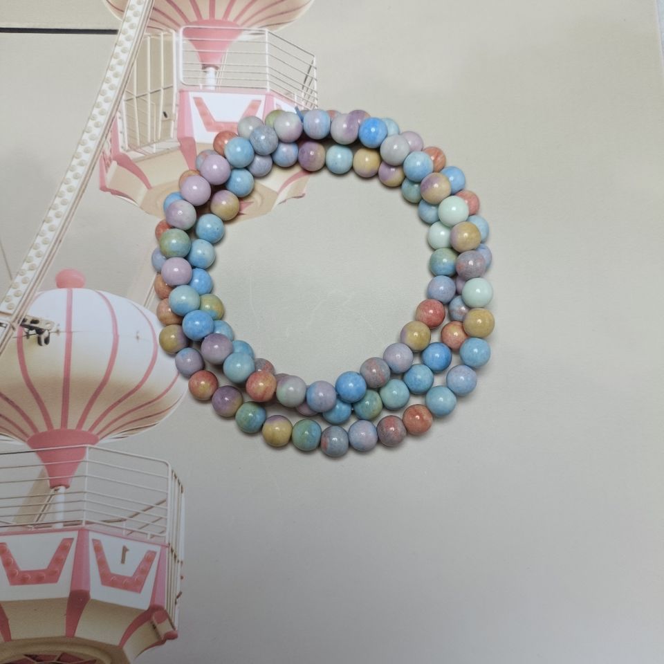 natural Rainbow Stone Three times Bracelet Hand string crystal Jewelry gift natural Rainbow Stone Three times Bracelet