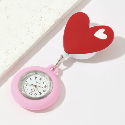 Red Heart Nurse Watch Soft Silicone Fob Watch Shenzhen Nurse Watch Manufacturer Supply Student Exam Watch Cross-border Nurse Watch