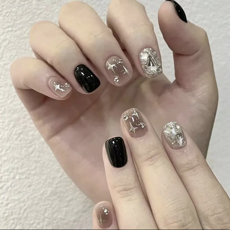 Yiyi Dance Champagne Diamante Gato Eye Armadura de desgaste Lujo ligero Flash Pegatinas de uñas Otoño/Invierno Todo-fósforo Live Explosión