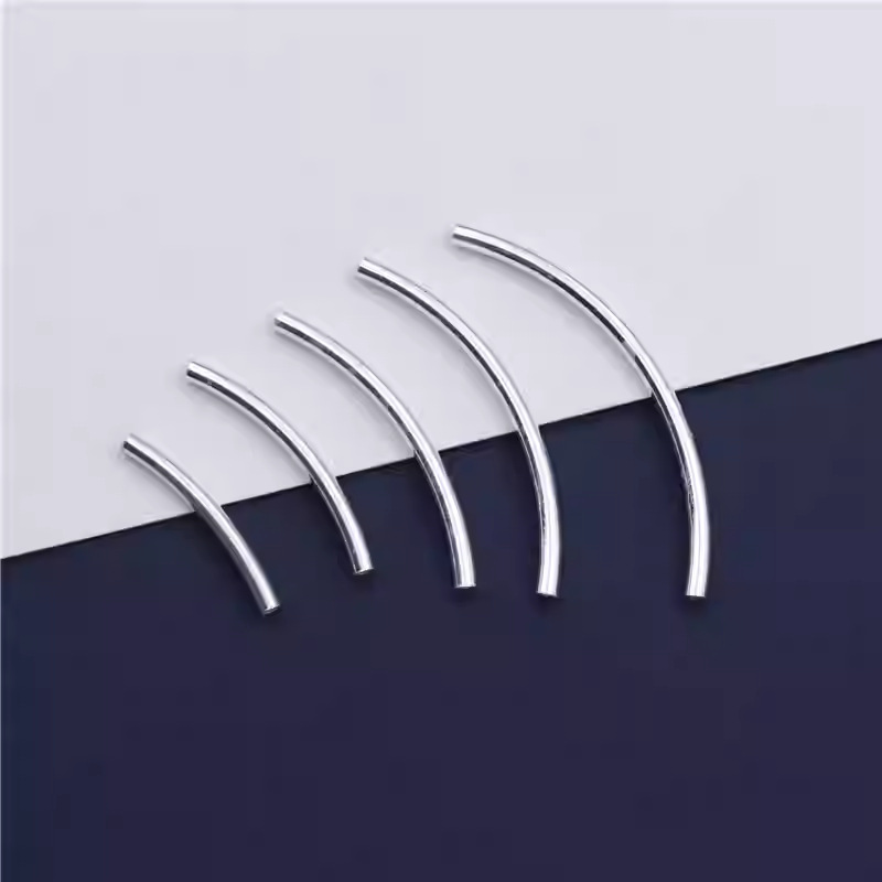 银琪水晶配件饰品 S925纯银DIY素银弯管 手工手串佛珠手链小管