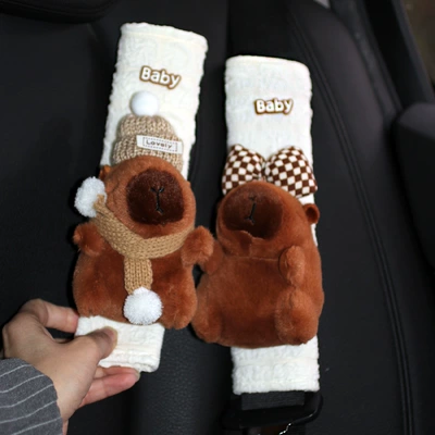 Interior Decoration Girl Bag Hanging | Seat belt shoulder pad - large-capybara-puff-shoulder-pads-1-pair
