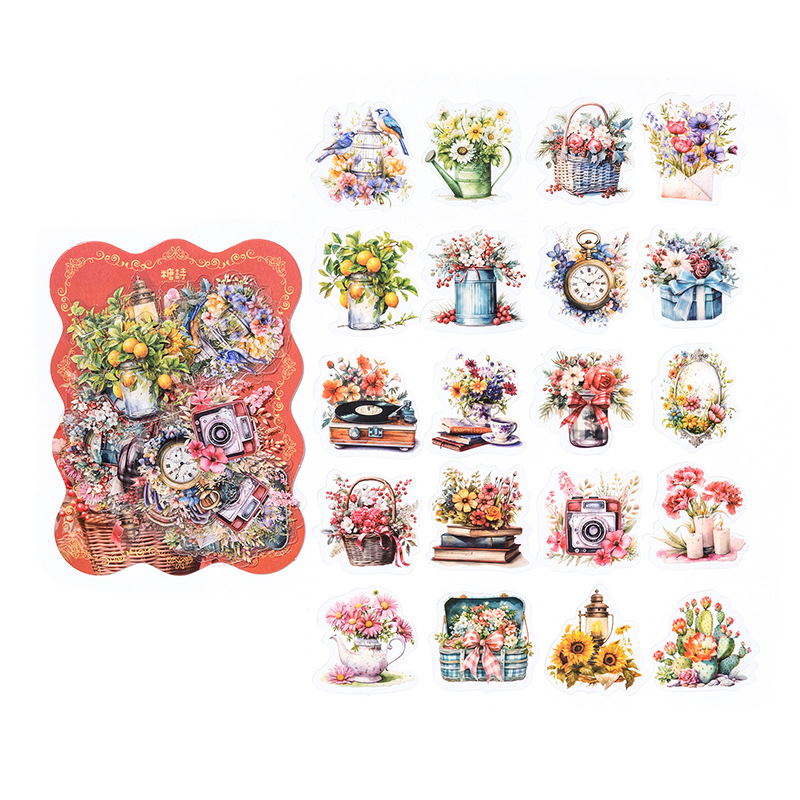 Tangshi paquete pegatina para mascotas viejo sueño caja flor serie vintage Collage material diario 40 unidades en 8 tipos