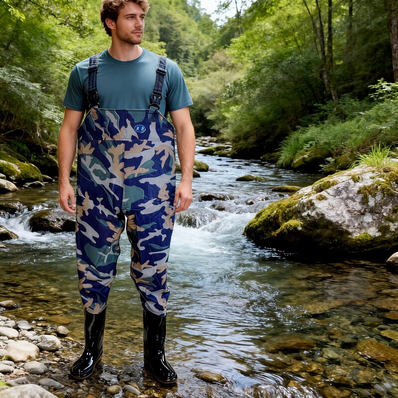 One-Piece Men's Rain Pants, Waist-High Waterproof Clothing, Quick-Drying Fishing Rain Boots, One-Piece Waist-High Waterproof Suit