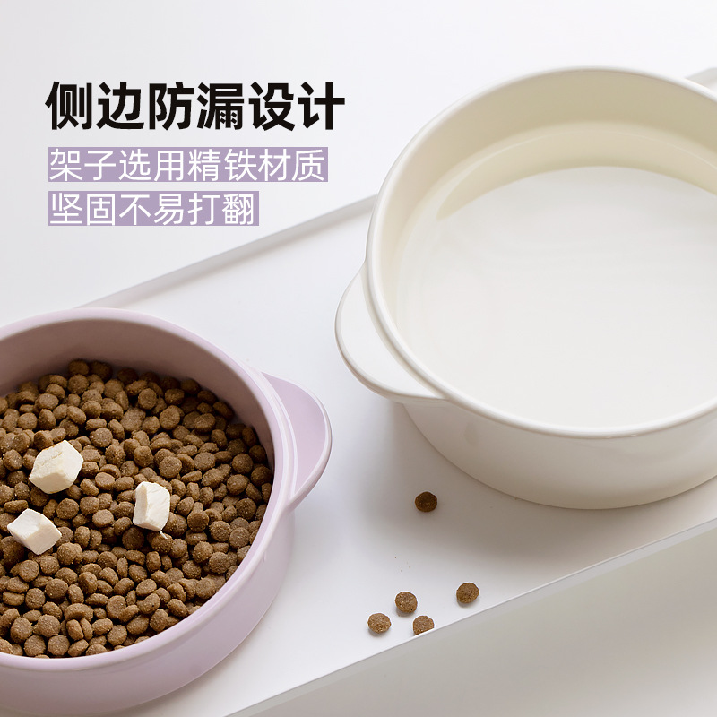Corea del Sur ins cerámica cervical soporte perro tazón gato tazón doble oreja tazón gato tazón de comida para gatos tazón perro tazón para mascotas tazón para beber con estante de tazón
