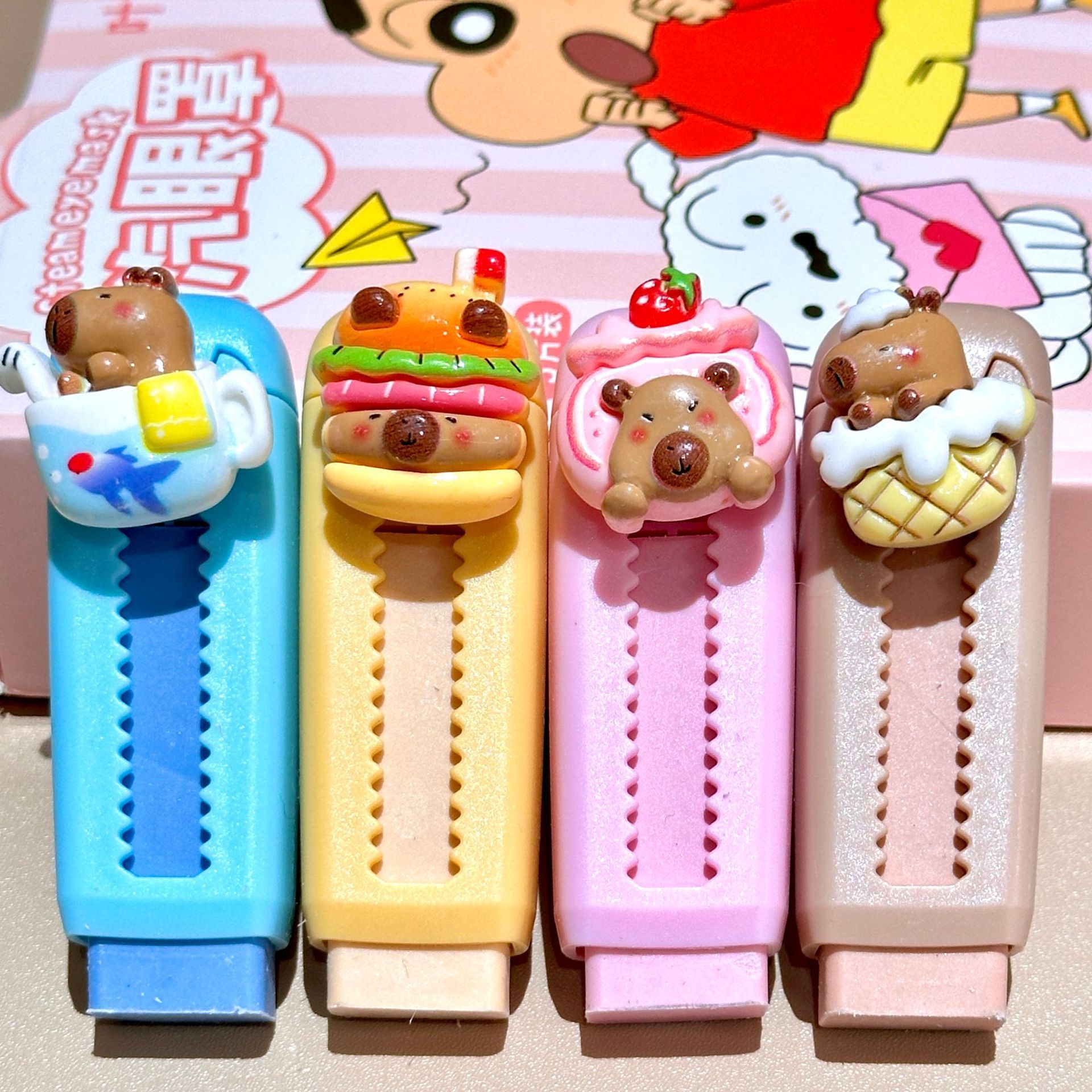 capabala resin patch push-pull eraser cute guinea pig eraser student exam retractable push eraser