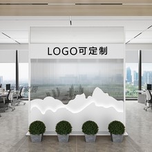 现代铁艺玄关隔断屏风形象墙办公室简约可移动背景墙前台镂空挡板