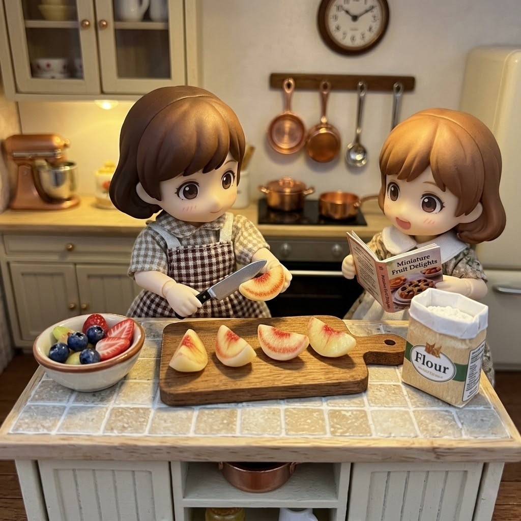 Miniature realistic peach slice model toy, dollhouse kitchen miniature food toy ornament, pretend play scene decoration