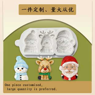 Cross-Border Christmas Mold Santa Claus Elk Snowman Shape Chocolate Cake Fondant Fondant Silicone Mold
