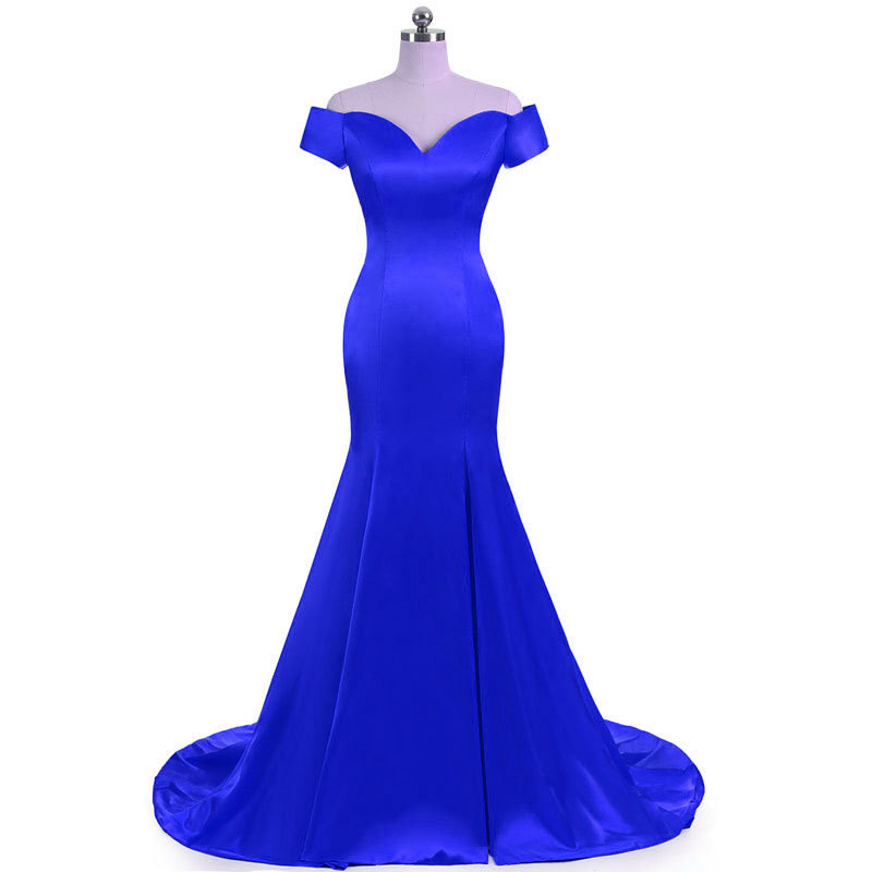 Vestido de noche de satén con un solo hombro y cola de pez, sencillo y elegante, para comercio exterior europeo y americano, Amazon, AliExpress, Wish