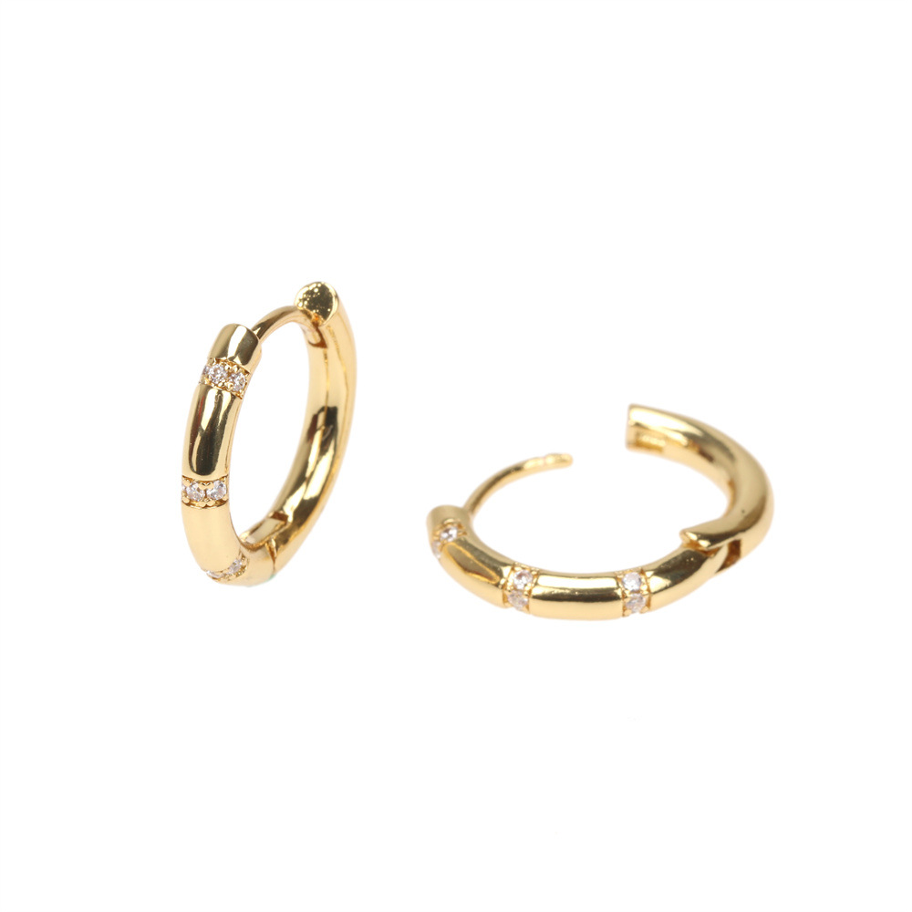 European And American Circle Diamond Earrings  New Copper Gold-plated Earrings display picture 3