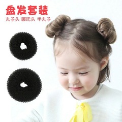 Meatball hair styler for children, donut bud fluffy hair band for women, Korean version, simple black, versatile styler