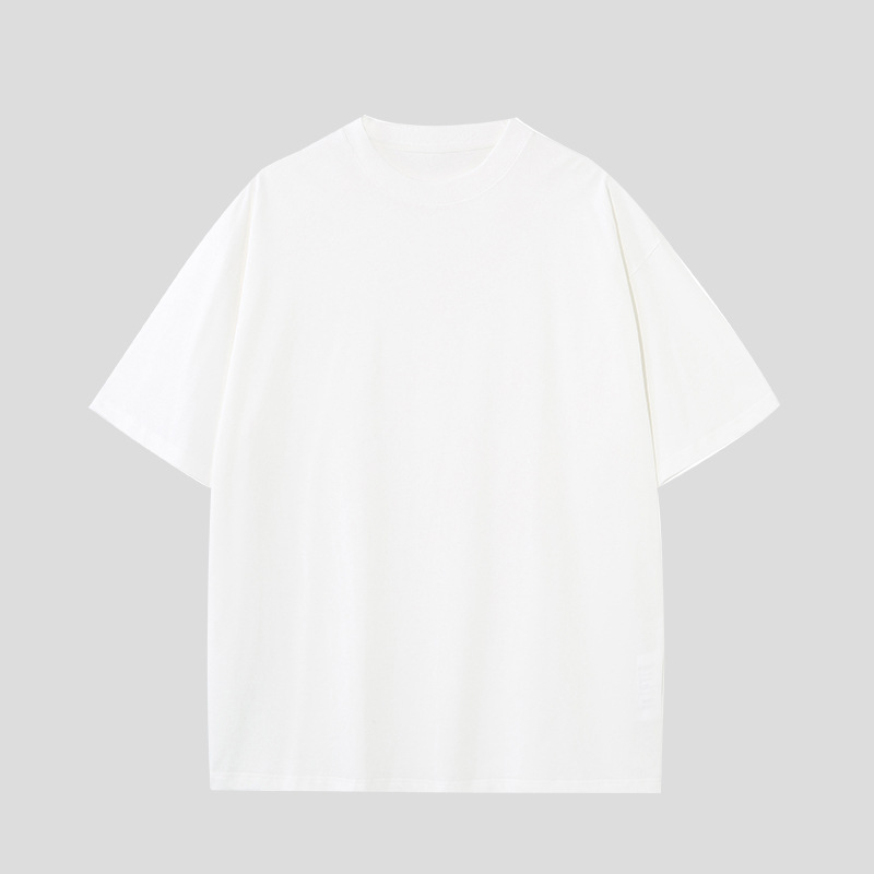 Camiseta de Marca Moderna, Gruesa, de Color Sólido, Transpirable y Absorbente de Sudor, Camiseta de Manga Corta con Cuello Redondo de Algodón Puro para Actividades de Equipo y Formación de Equipos, Personalizable