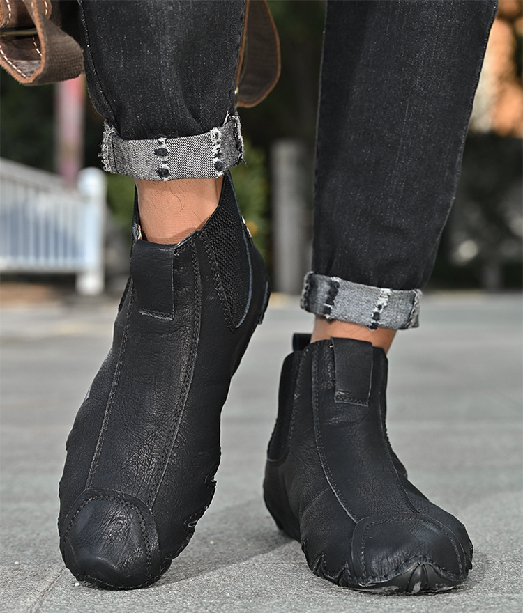 Toamna și iarna, cizme Martin înalte pentru bărbați, mărime mare, din piele de vacă autentică, din bumbac, calde, pentru toamnă și iarnă_voghion.com