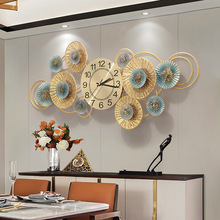 輕奢時尚客廳裝飾鐘掛鐘餐廳創意鐵藝大氣靜音時鐘墻面藝術掛表