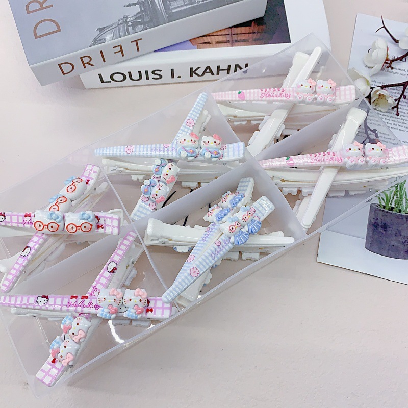 新款发饰批发少女学生可爱12CM卡通猫猫发夹加大号牛角夹边夹