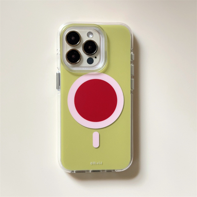 日韓風ミニマリストカラーブロックマット磁気スタンド付きiPhone17/Apple16ProMax/15/14対応スマホケース|undefined