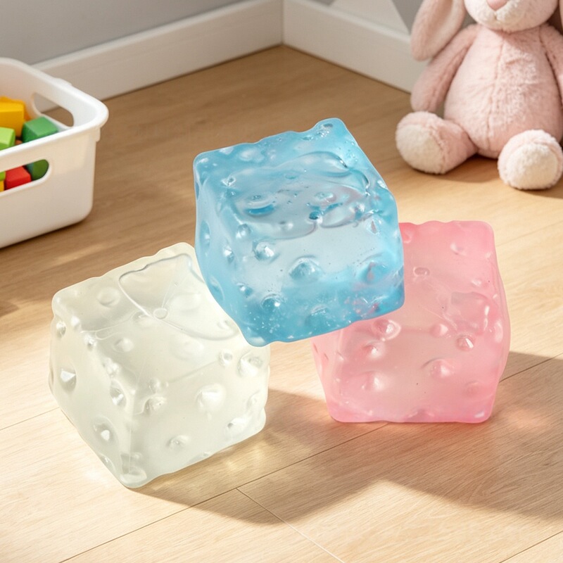 New Large-Sized Stress-Relief Toy: Realistic Pink and Blue Transparent Cheese Squishy Toy, Slow Rebound Stress-Relief Gift