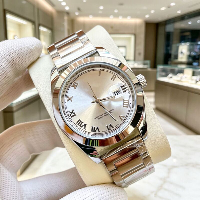 New Model Rolex Aperture Date Men's Business Watch Solid Steel Band Quartz Watch Manufacturer Wholesale Cross-Border Exclusive Supply