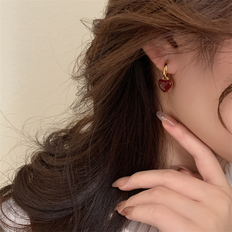 1 Pair Fashion Square Heart Shape Alloy Enamel Women's Drop Earrings display picture 4