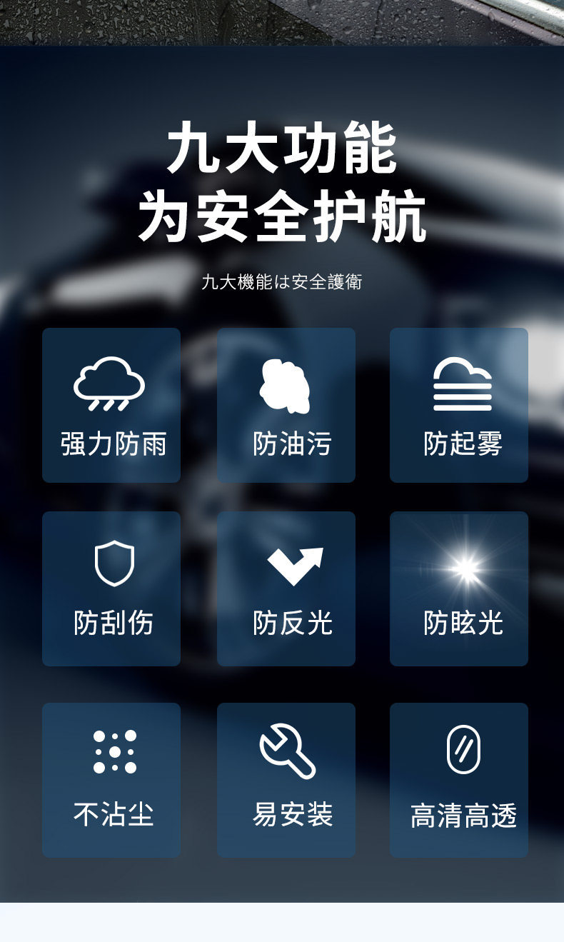 Rearview mirror rainproof film for cars, anti-fog and anti-glare waterproof sticker for rearview mirrors in rainy days