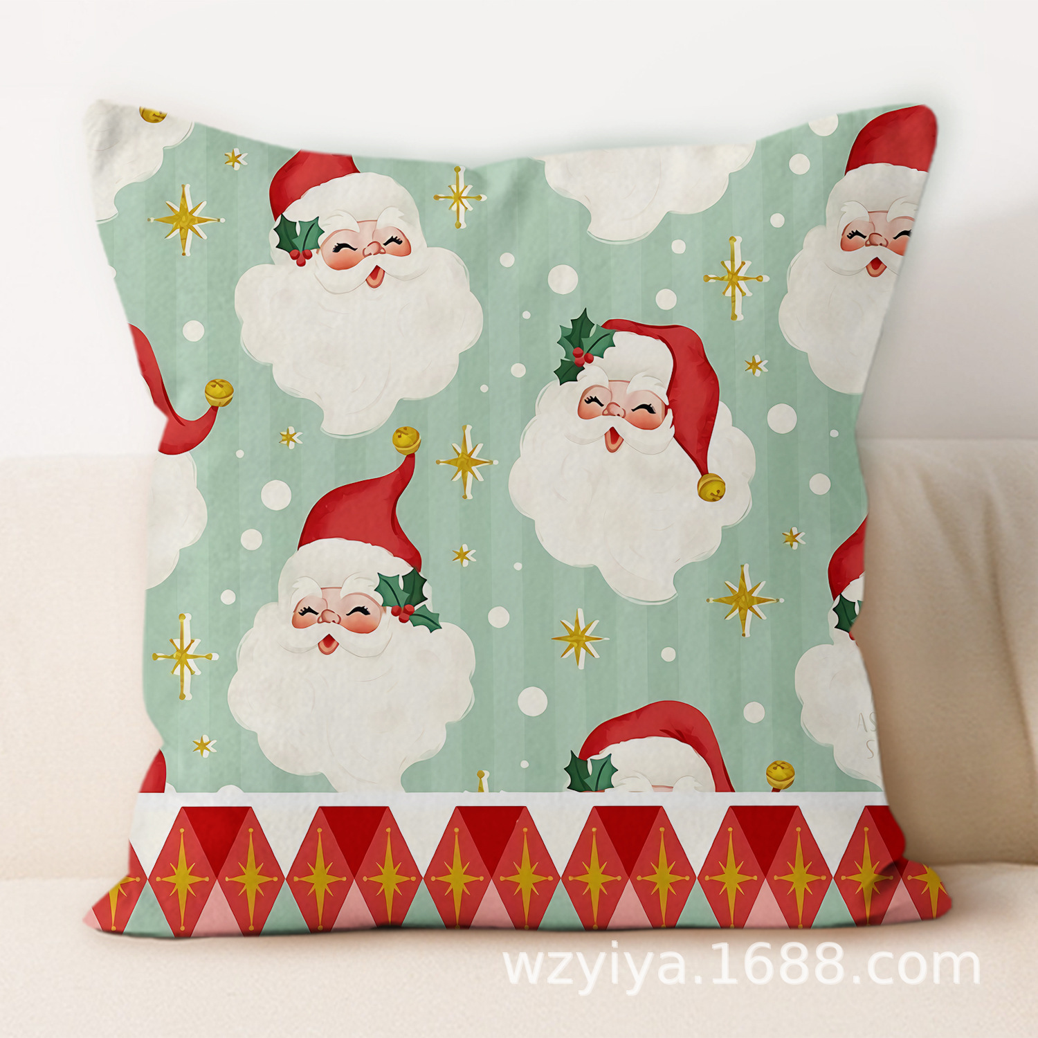Cartoon Navidad impresa almohada cuadrada sala de estar sofá dormitorio cabezal de cama almohada funda sin núcleo cojín