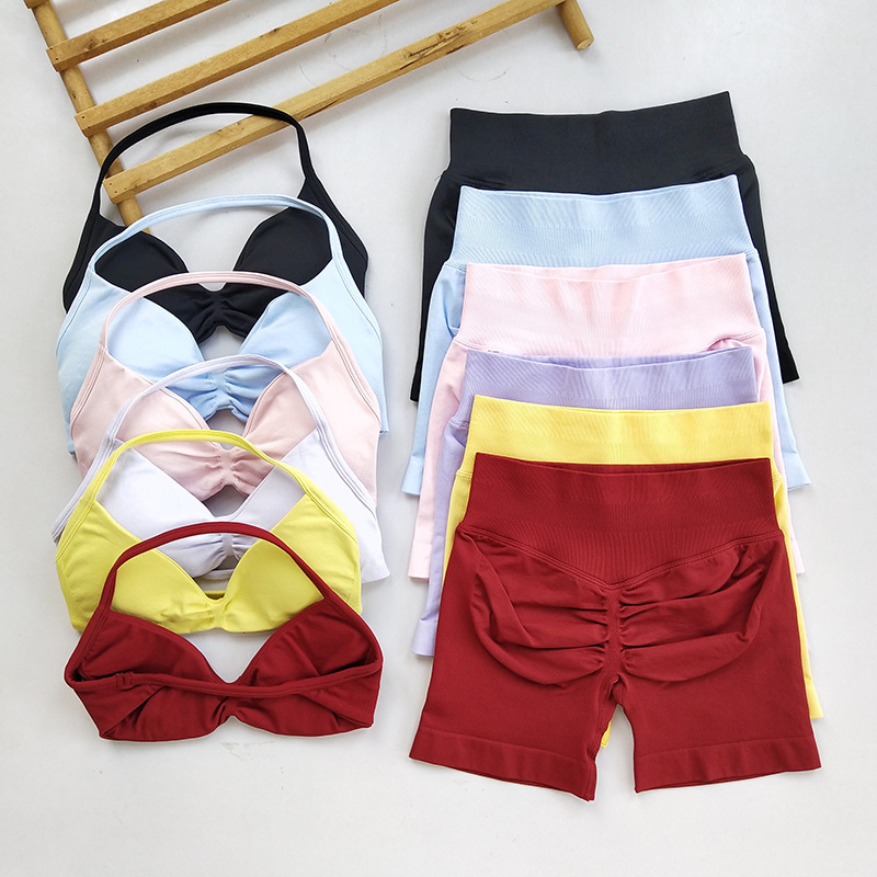 Df New Product One Rope Halter Fitness Suit! Sports Bra Sexy Beautiful Back Yoga Fitness Shorts Training Clothes