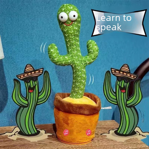 Viral toy that learns to speak, cactus sways and dances, plush cactus toy with 120 recorded songs for singing