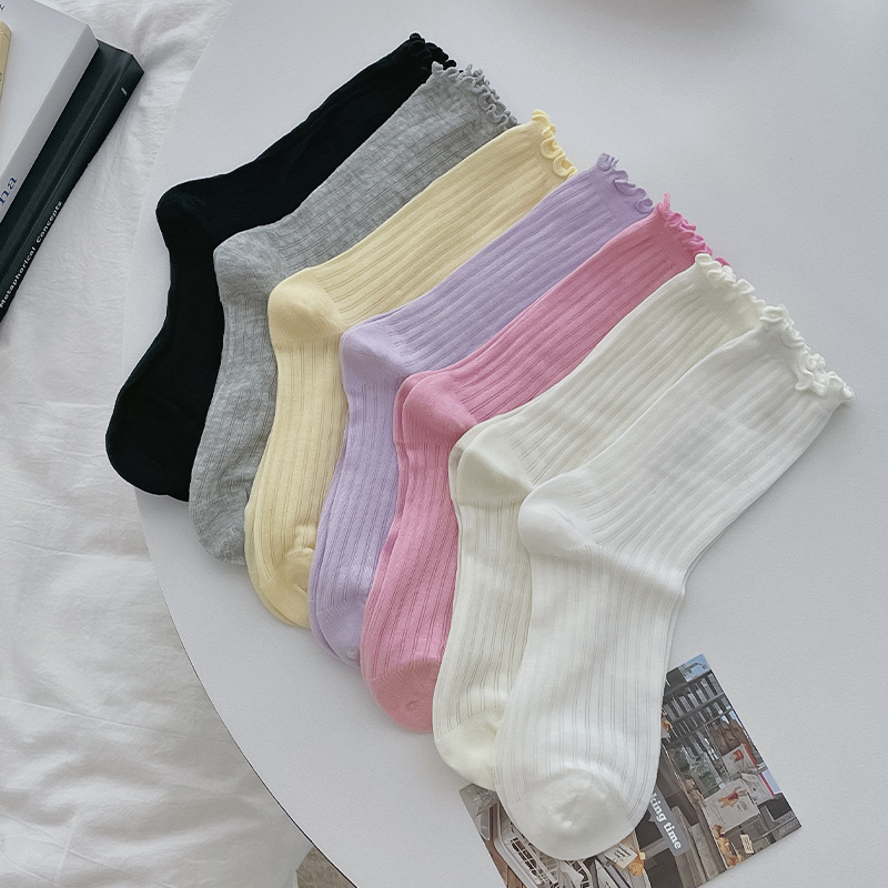 Calcetines de mujer de cordón de horta de verano calcetines de algodón delgados calcetines transpirables Zhuangyan al por mayor