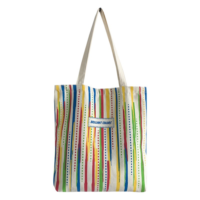 Arco Iris rayas bolsa de lona de las mujeres bolso artístico fresco bolsa de viaje estudiante clase mochila nuevo bolso de la compra
